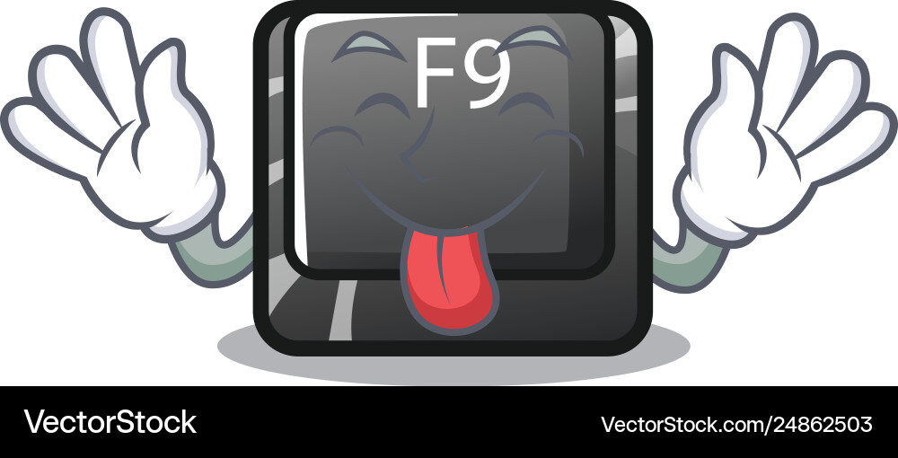 Tongue out button f9 on a cartoon computer vector image