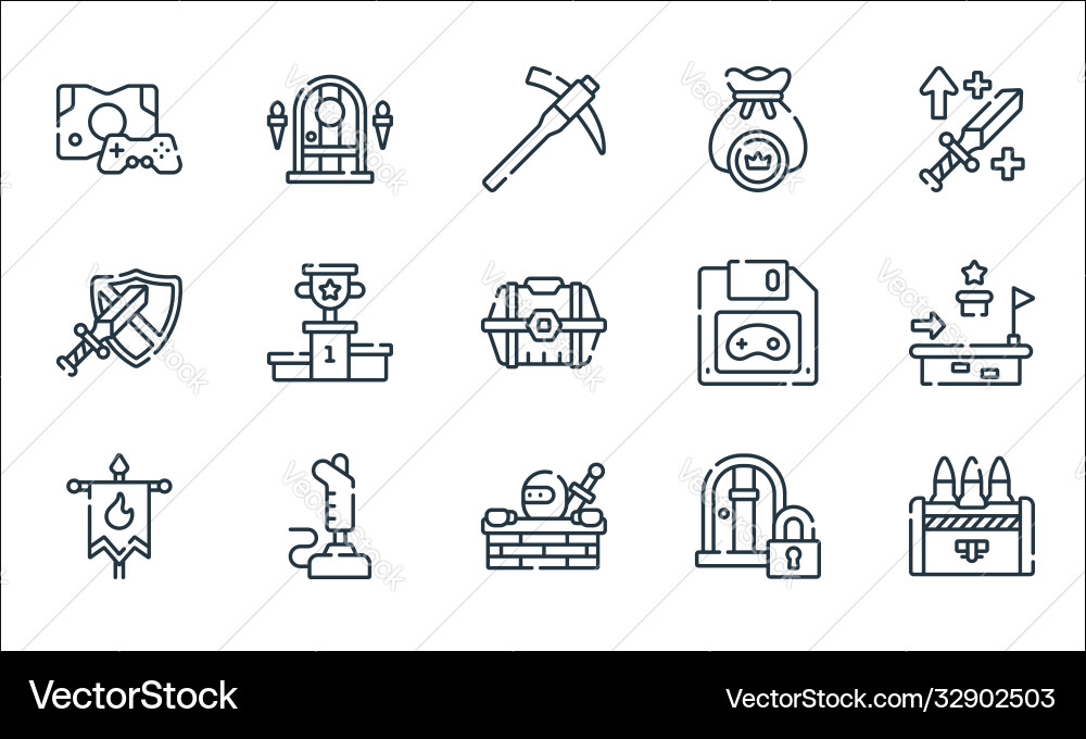 Videogame line icons linear set quality Videogame line icons linear set quality vector image