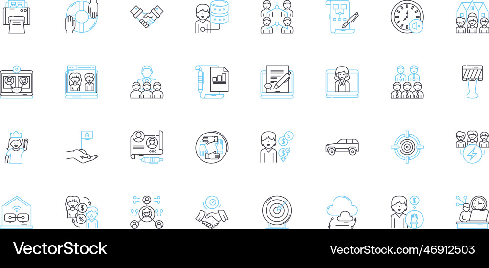 Virtual learning linear icons set online remote Vector Image