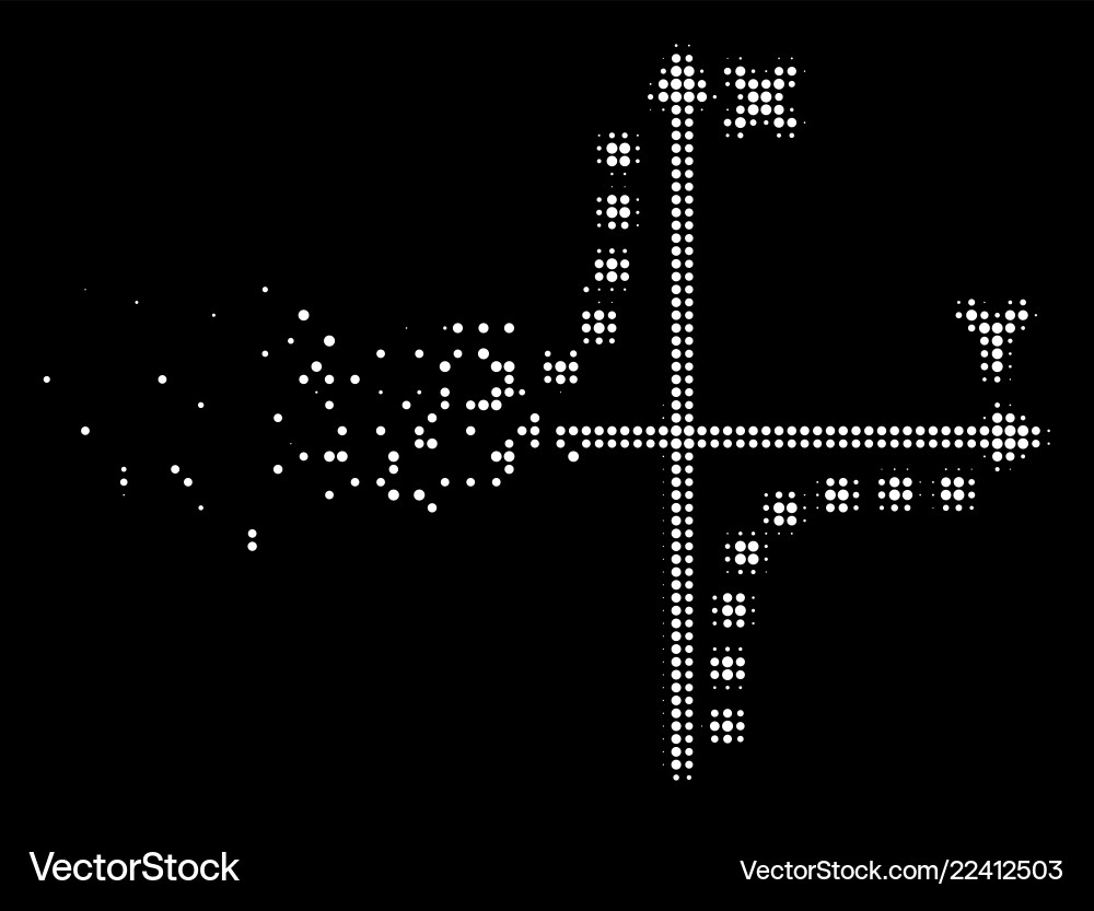 White fractured dotted halftone hyperbola plot White fractured dotted halftone hyperbola plot vector image