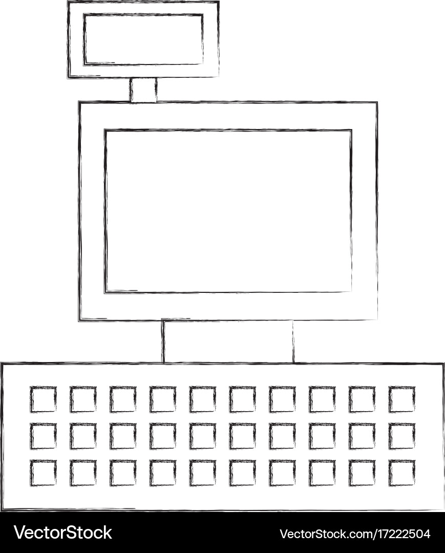Cash register machine keypad display vector image