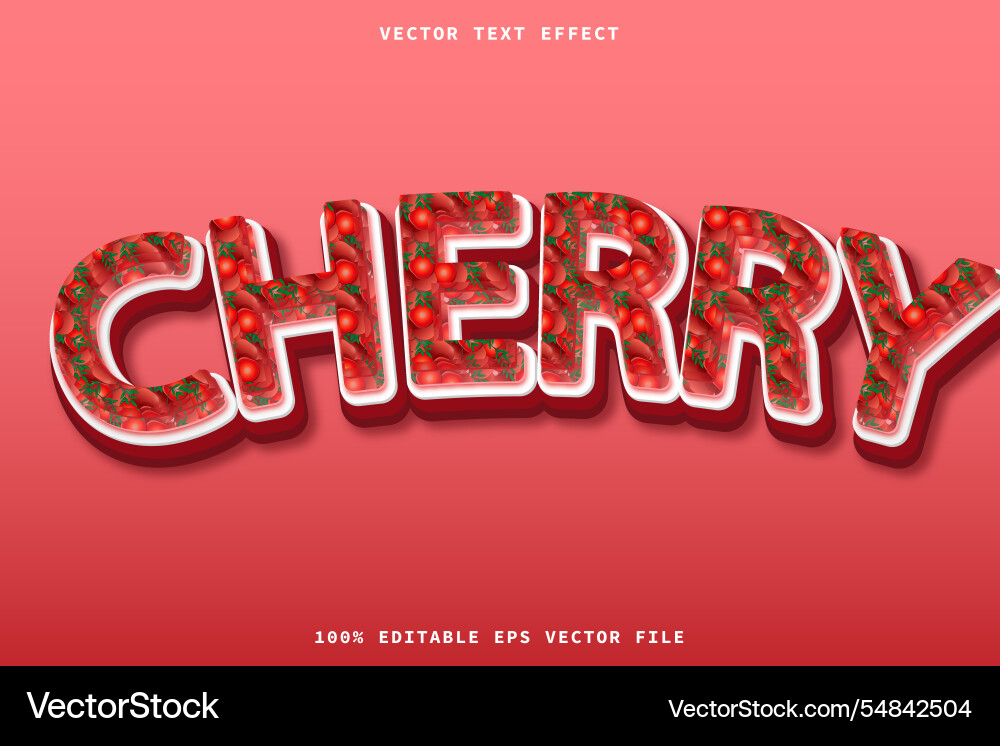 Cherry 3d text effect realistic textured eps Cherry 3d text effect realistic textured eps vector image