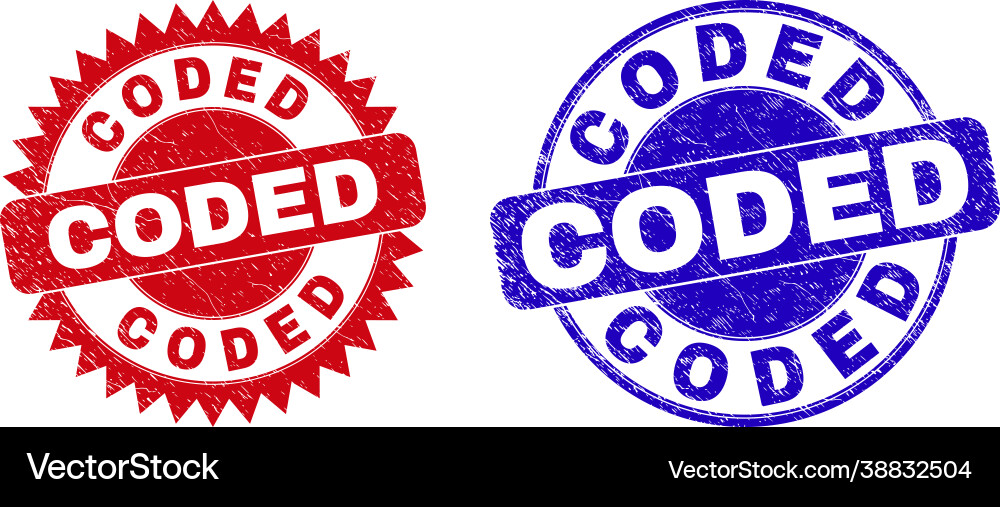 Coded round and rosette seals with unclean surface vector image