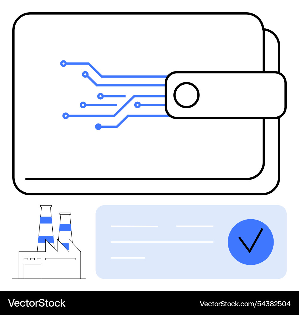 Digital wallet with circuit pattern and industrial Vector Image