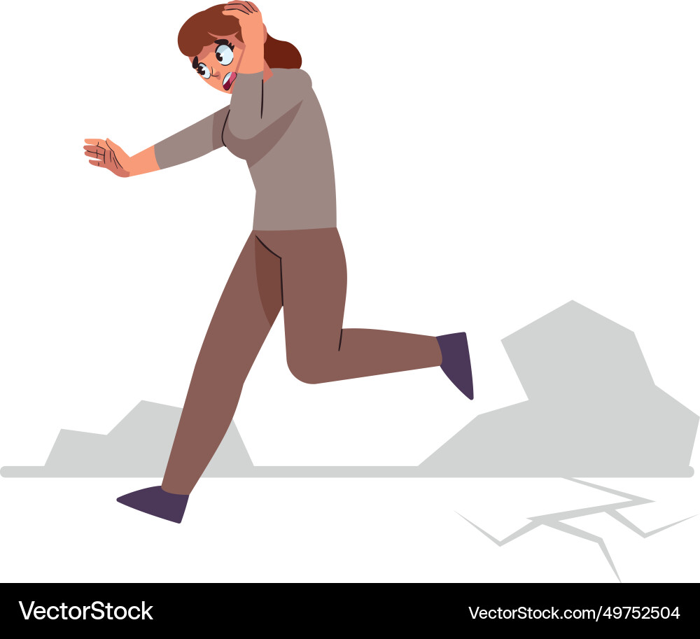 Earthquake running woman Vector Image