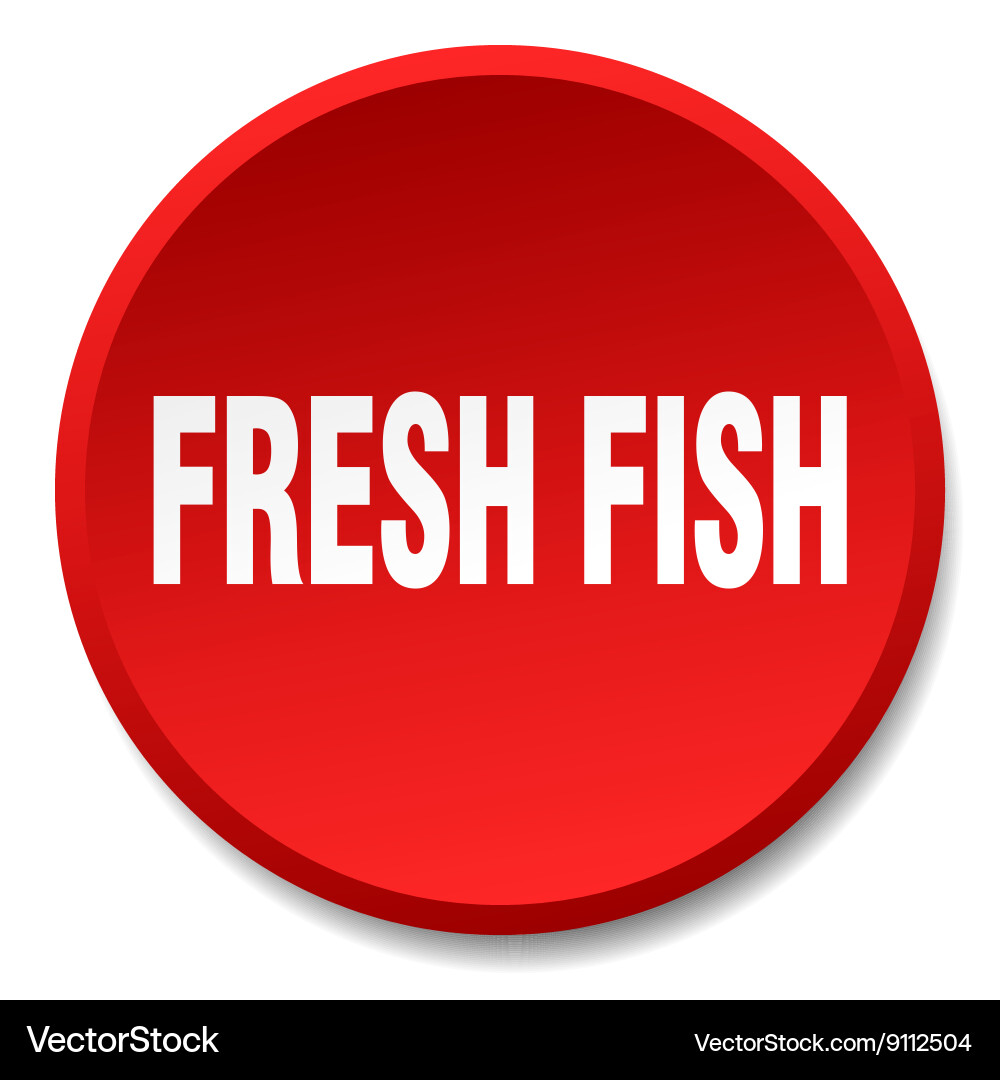 Fresh fish red round flat isolated push button vector image