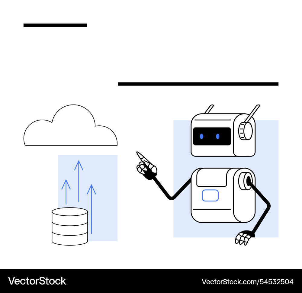 Futuristic robot pointing to cloud storage Futuristic robot pointing to cloud storage vector image