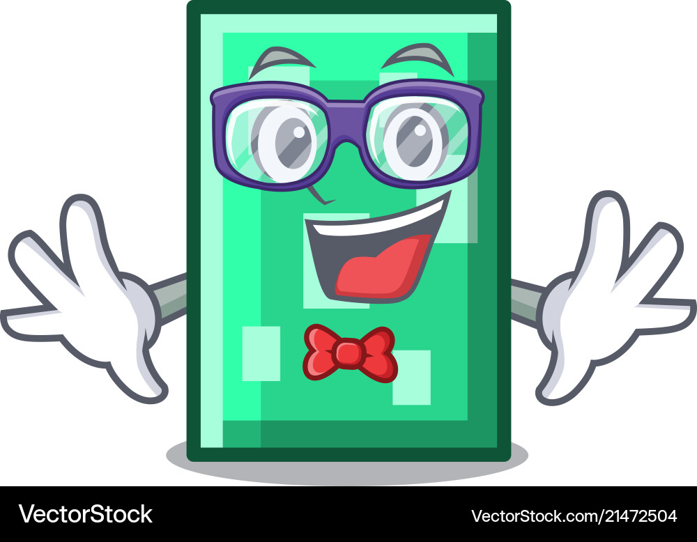 Geek rectangle character cartoon style Vector Image