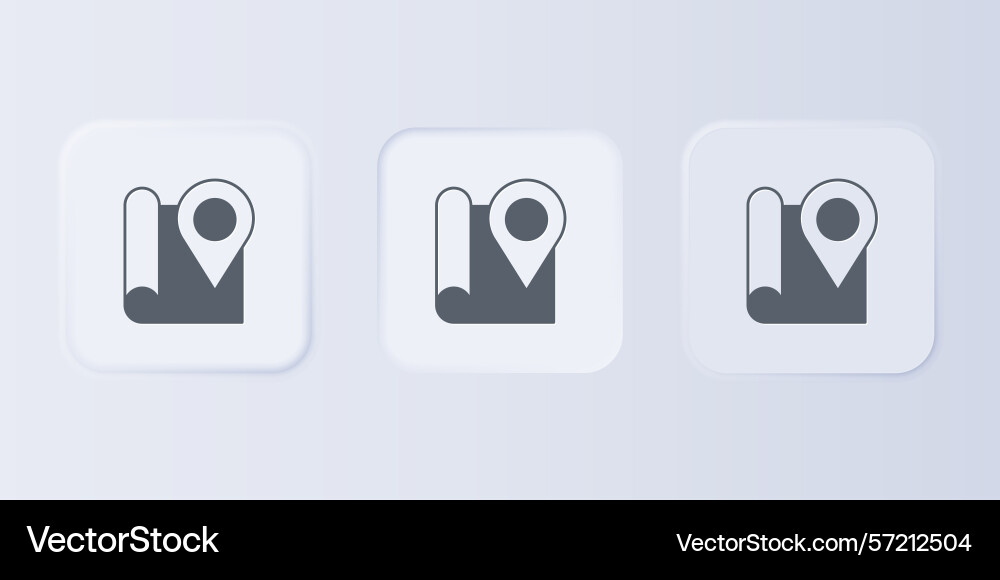 Grey folded map with location marker icon Vector Image