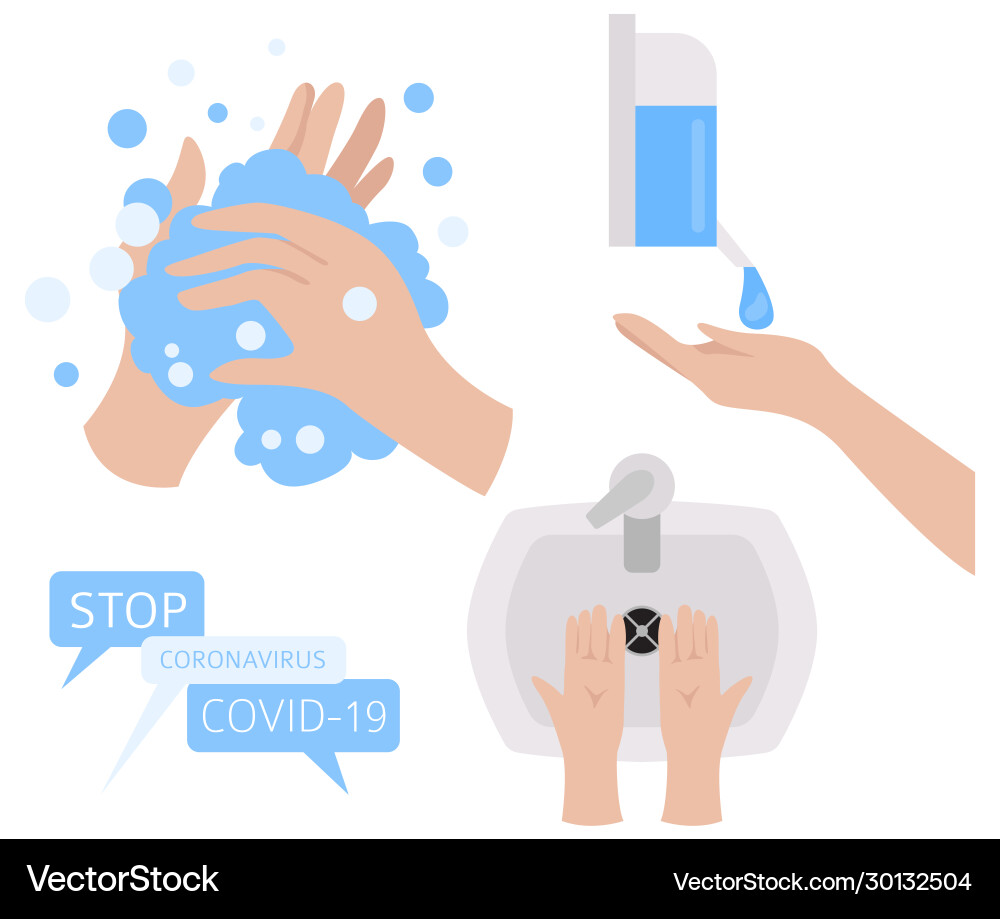 Hand disinfection as a means protection Hand disinfection as a means protection vector image