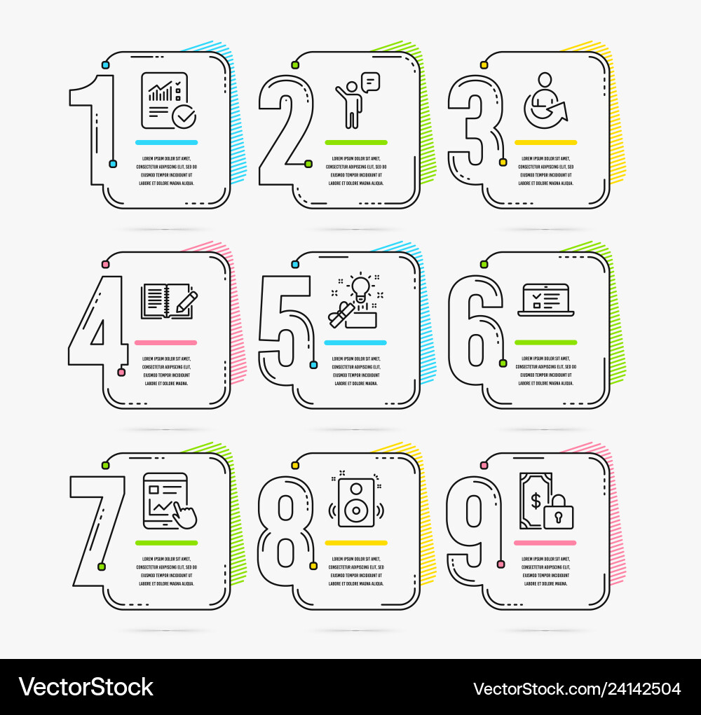 Infographic template with numbers 9 options set Infographic template with numbers 9 options set vector image