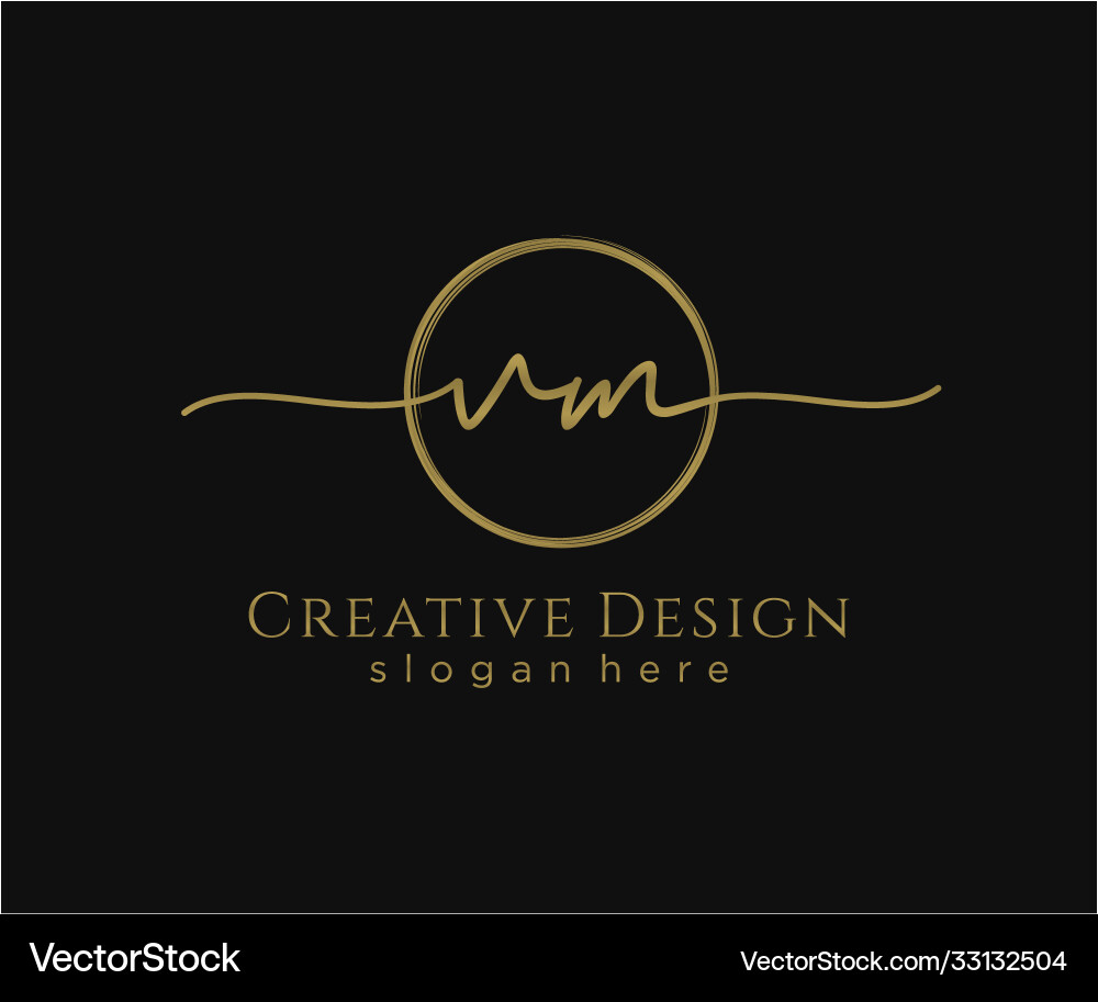 Initial vm handwriting logo with circle template Initial vm handwriting logo with circle template Vector Image