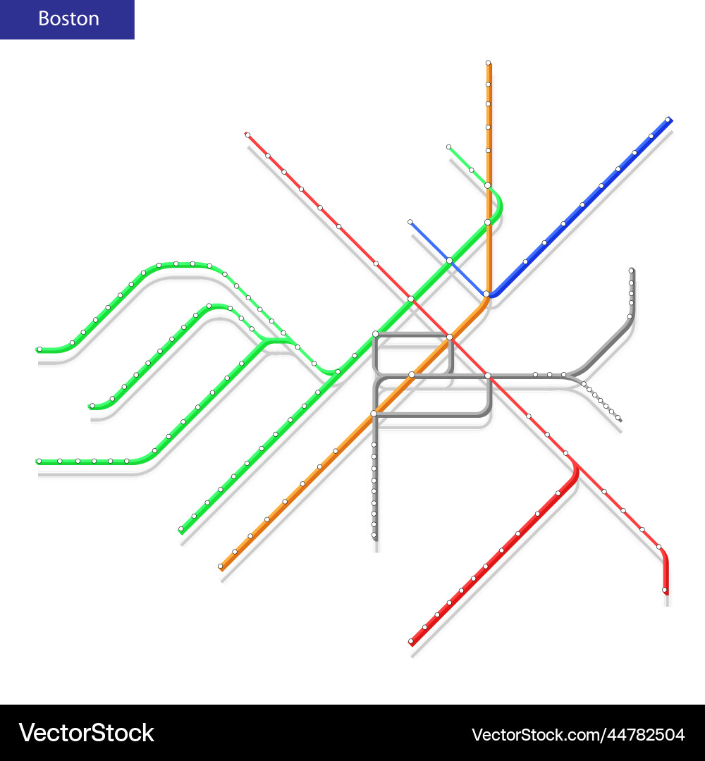 Map of the boston metro subway template city Map of the boston metro subway template city vector image