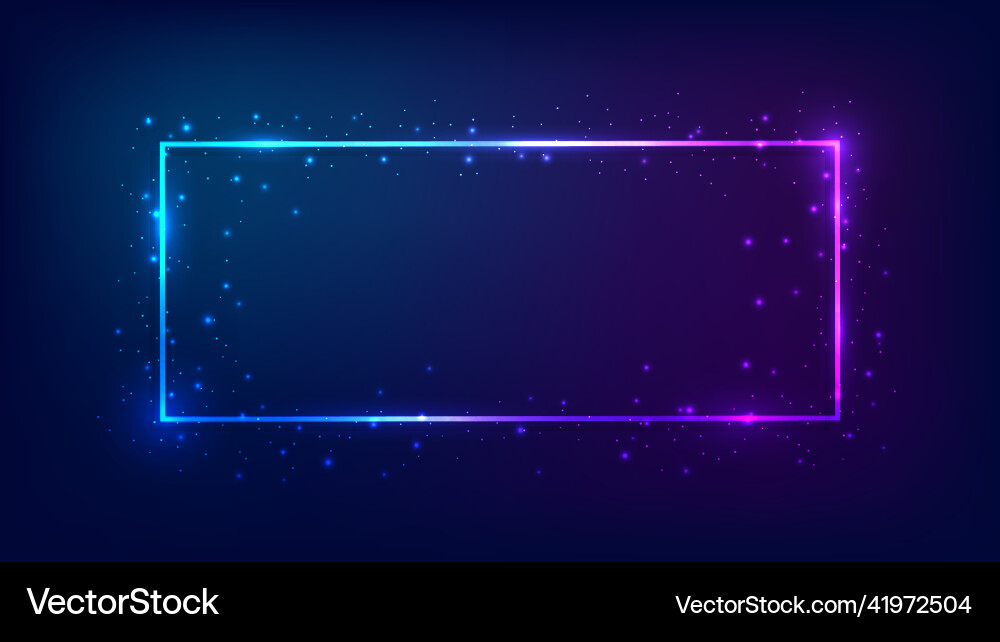 Neon rectangular frame with shining effects Neon rectangular frame with shining effects Vector Image