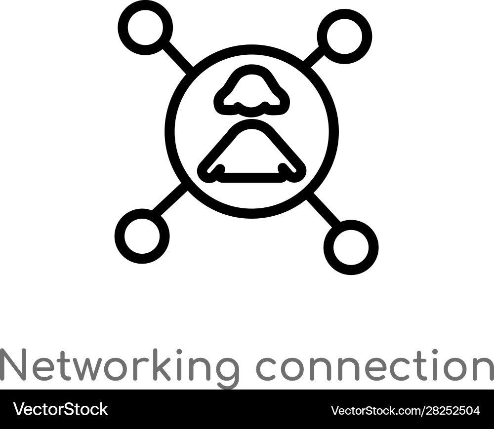 Outline networking connection icon isolated black Outline networking connection icon isolated black vector image