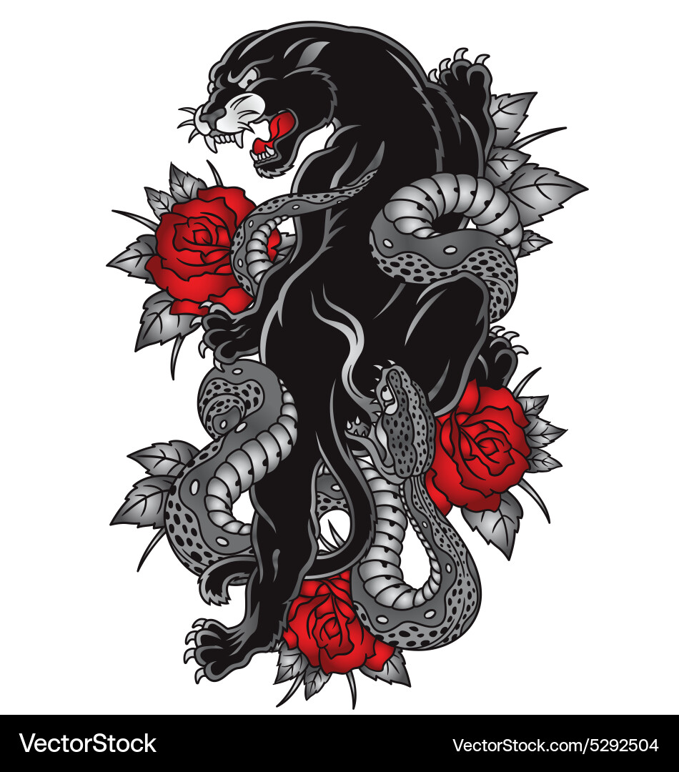 Panther and Snake Tattoo vector image