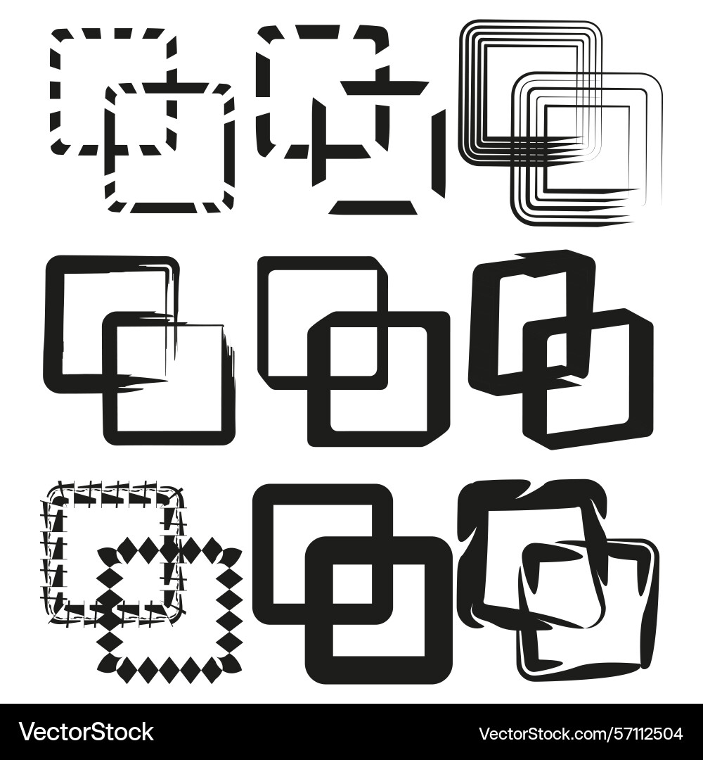 Pixel glitch squares broken frame elements vector image