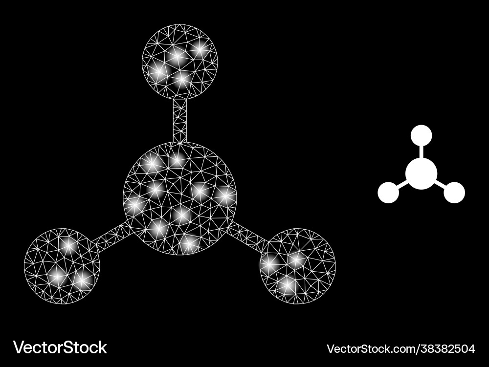 Polygonal 2d mesh node links with lightspots Polygonal 2d mesh node links with lightspots vector image