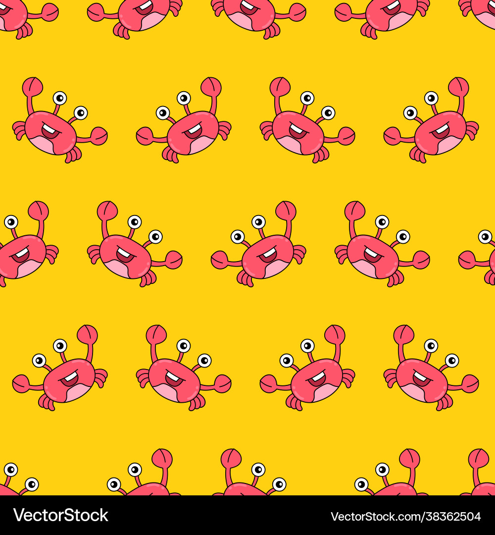 Red crab seamless repeat pattern background Vector Image