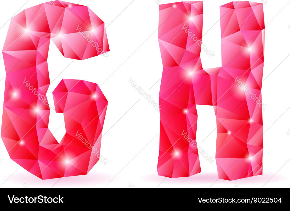 Ruby polygonal font Vector Image