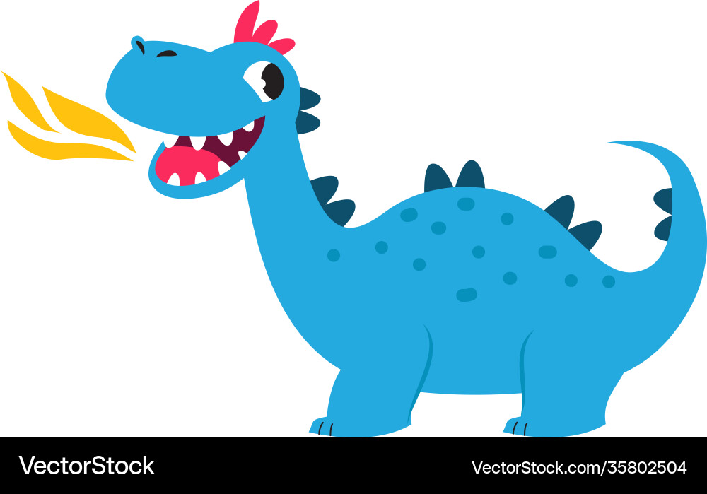 Süße kleine Drachen spucken Feuer lustiges Baby Süße kleine Drachen spucken Feuer lustiges Baby vektorbild