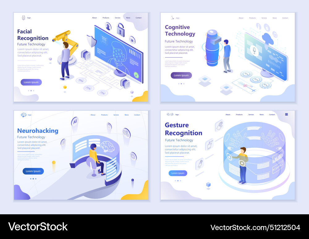 Set of cognitive technologies concepts 3d Set of cognitive technologies concepts 3d vector image