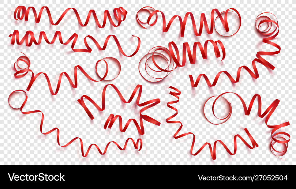Set realistic red ribbons on transparency Set realistic red ribbons on transparency vector image