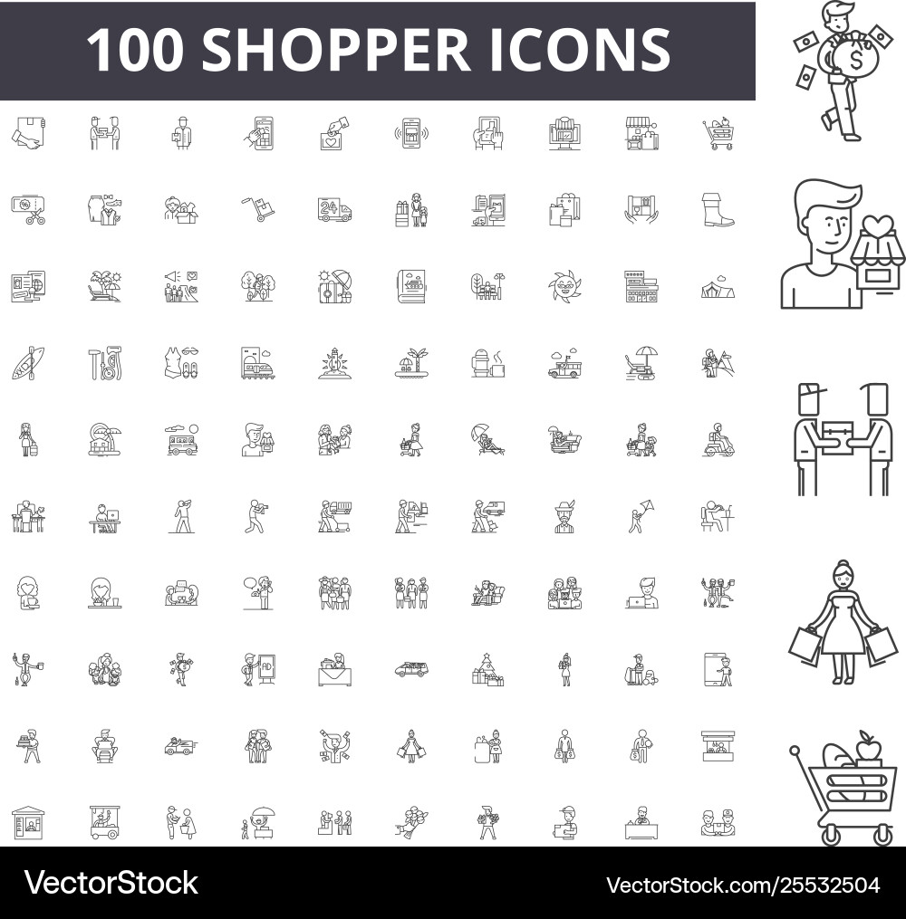 Shopper line icons signs set outline Shopper line icons signs set outline vector image