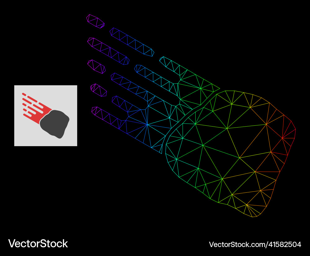 Spectrum gradiented polygonal network stone Spectrum gradiented polygonal network stone vector image