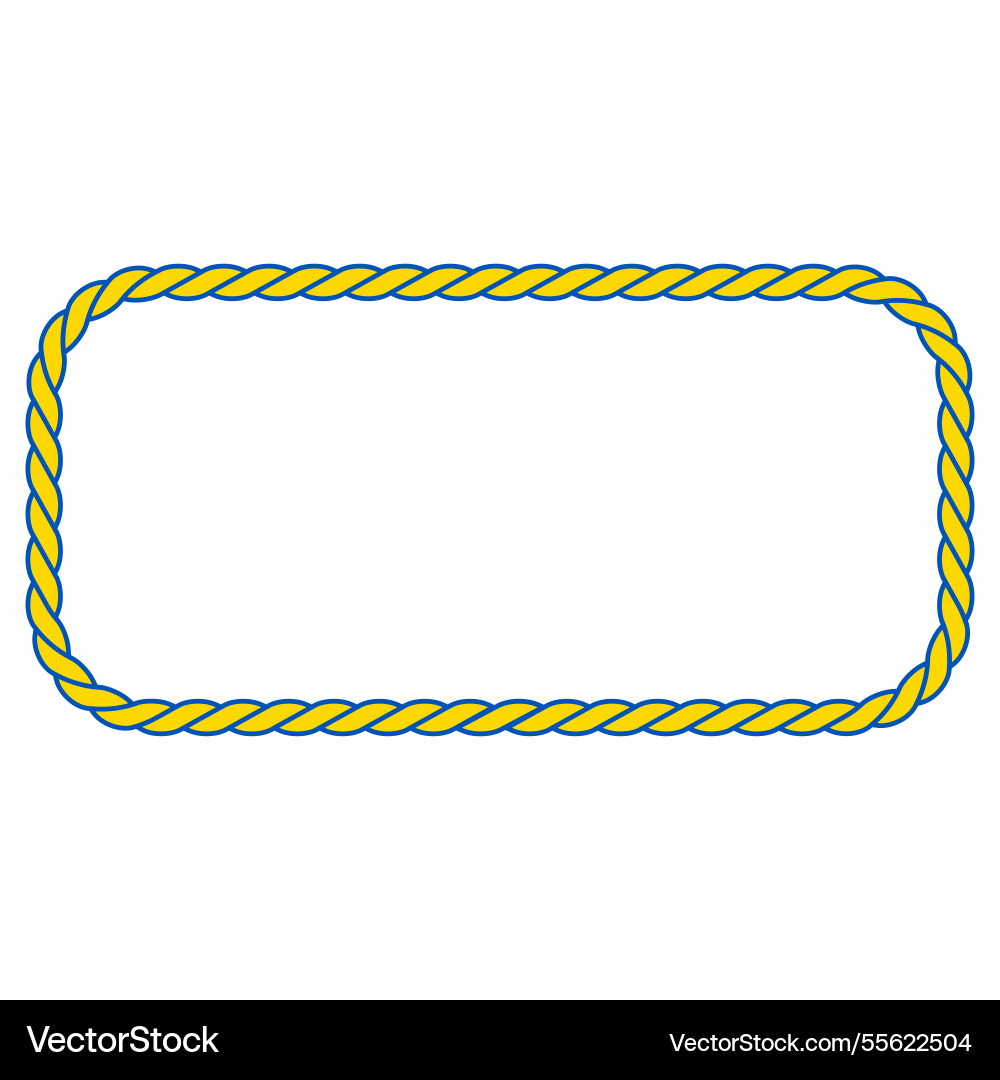Twisted yellow blue rope frame nautical border Vector Image