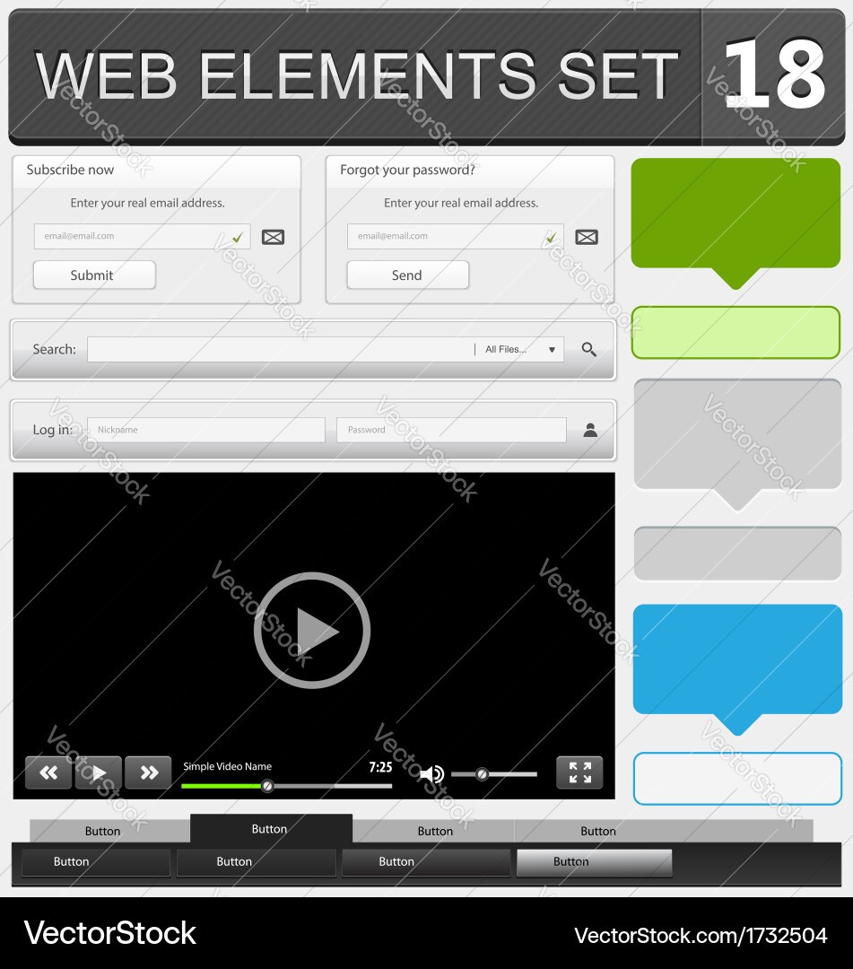 Web elements set 18 vector image