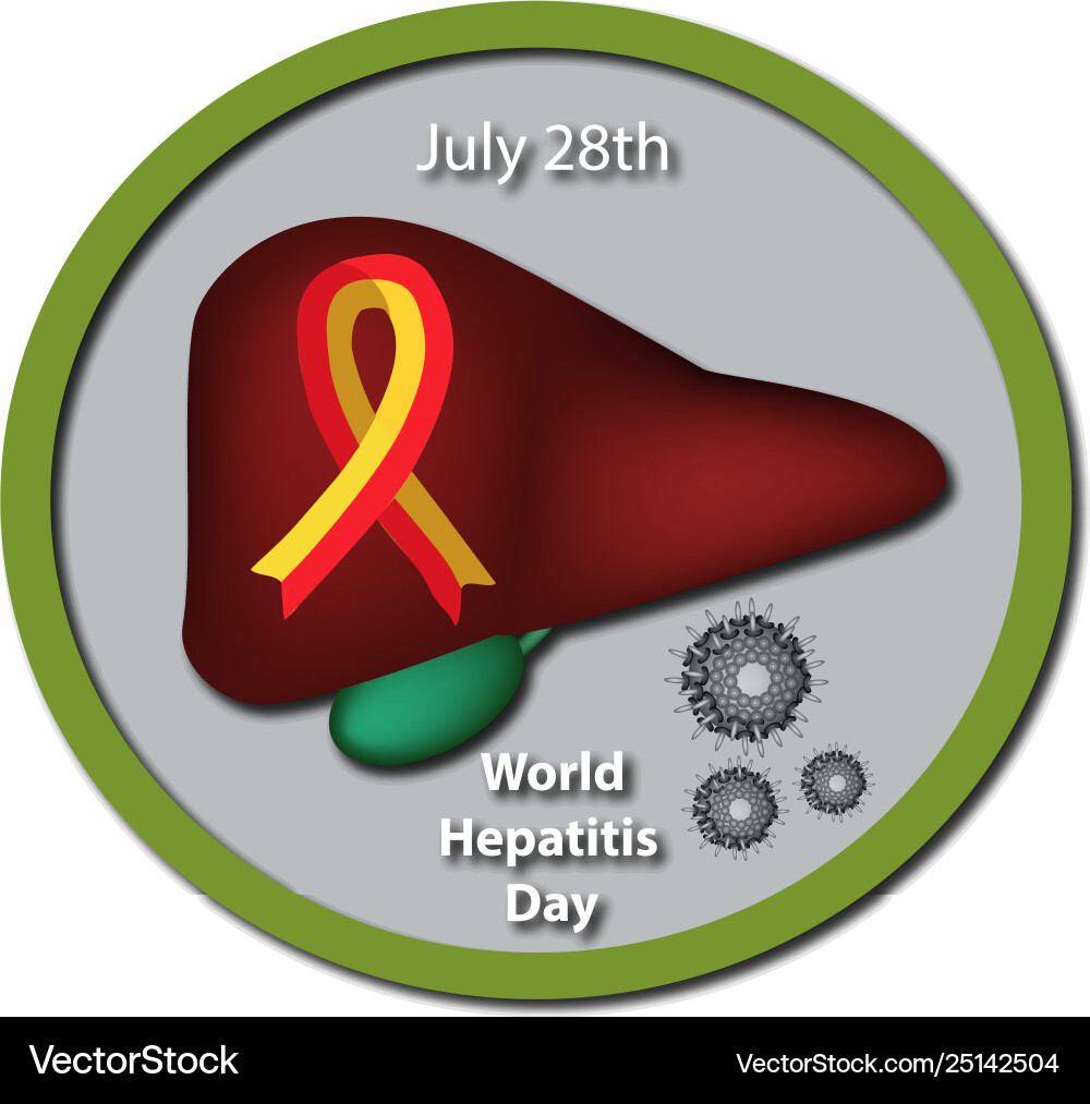 World hepatitis day july 28th liver red yellow World hepatitis day july 28th liver red yellow vector image