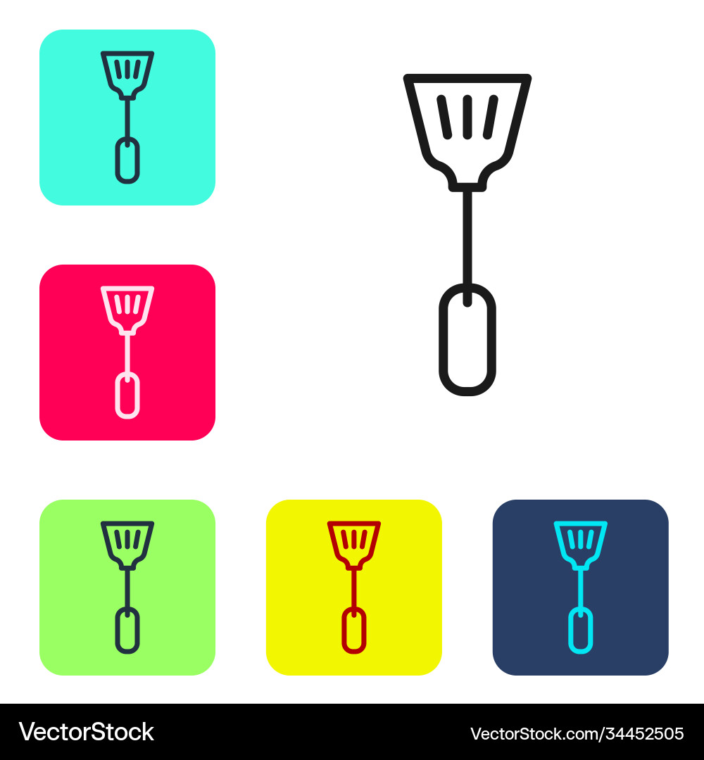 Black line fly swatter icon isolated on white Black line fly swatter icon isolated on white vector image