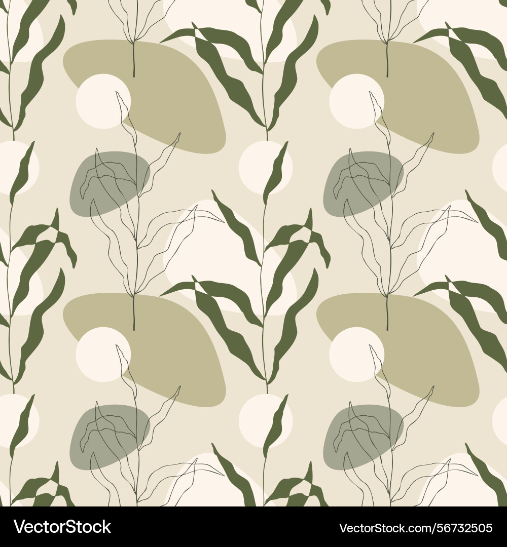 Botanical pattern in boho style with plant Vector Image