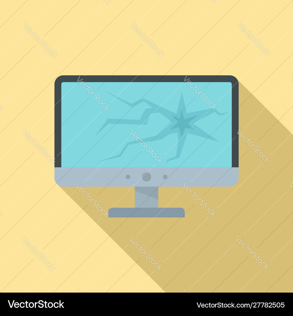 Broken computer monitor icon flat style Vector Image