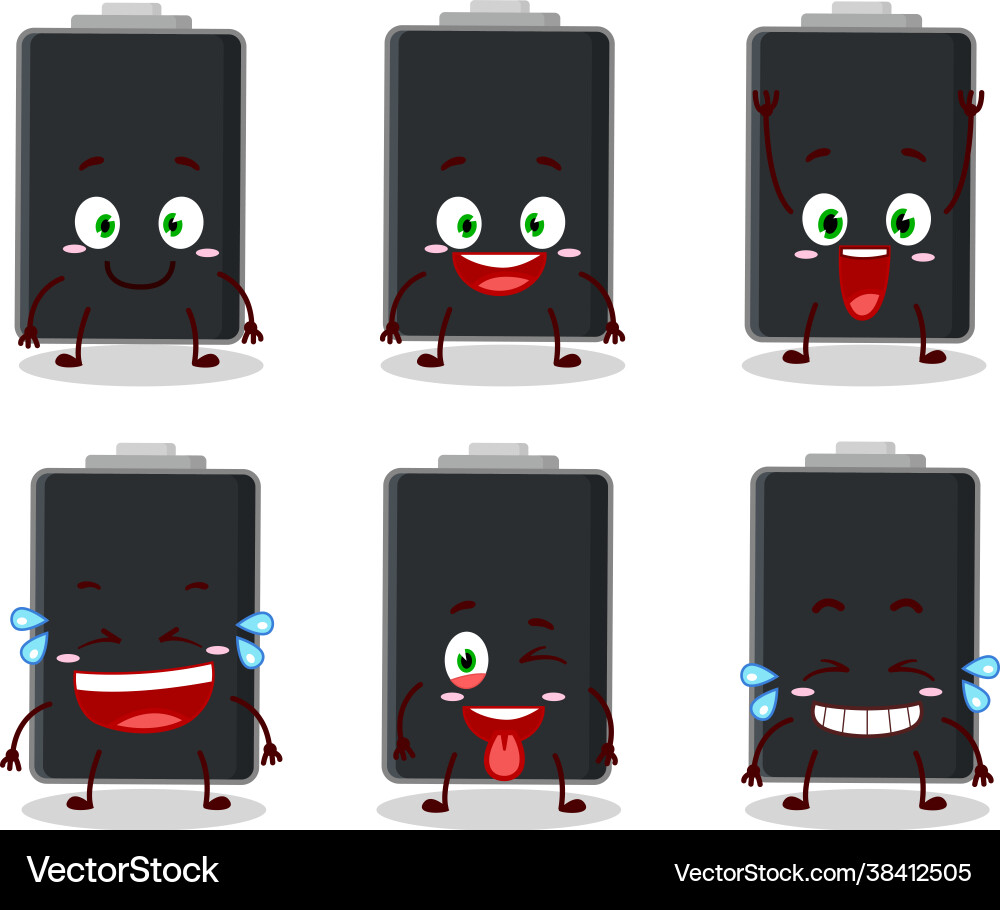 Character empty battery with smile expression Character empty battery with smile expression Vector Image
