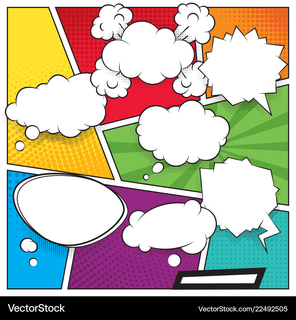 Comic speech bubbles and colored halftone Comic speech bubbles and colored halftone vector image