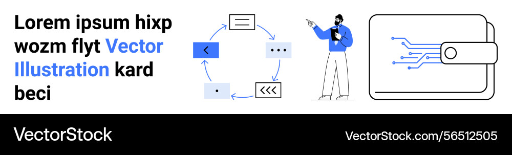 Digital process workflow with analyst and tech Digital process workflow with analyst and tech Vector Image