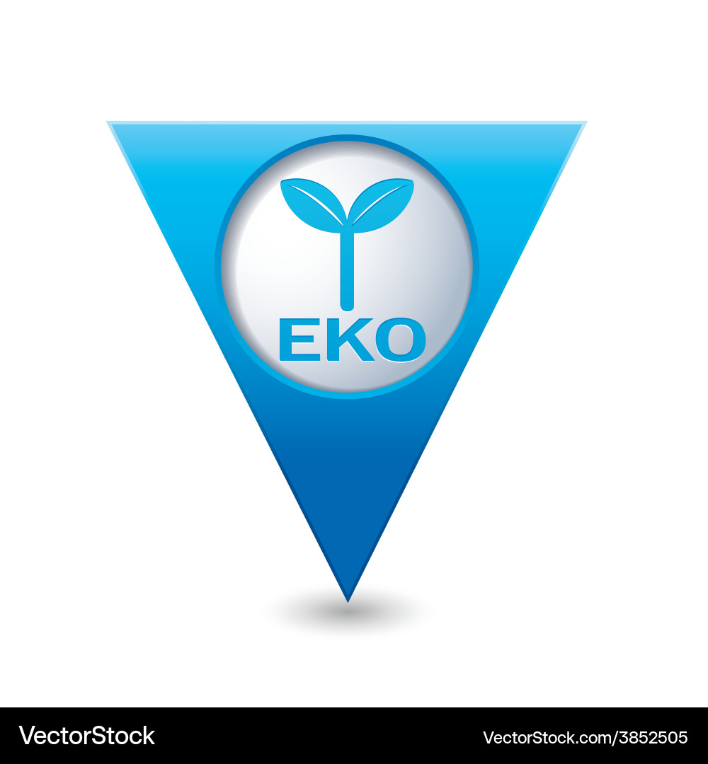 Eco blue triangular map pointer vector image