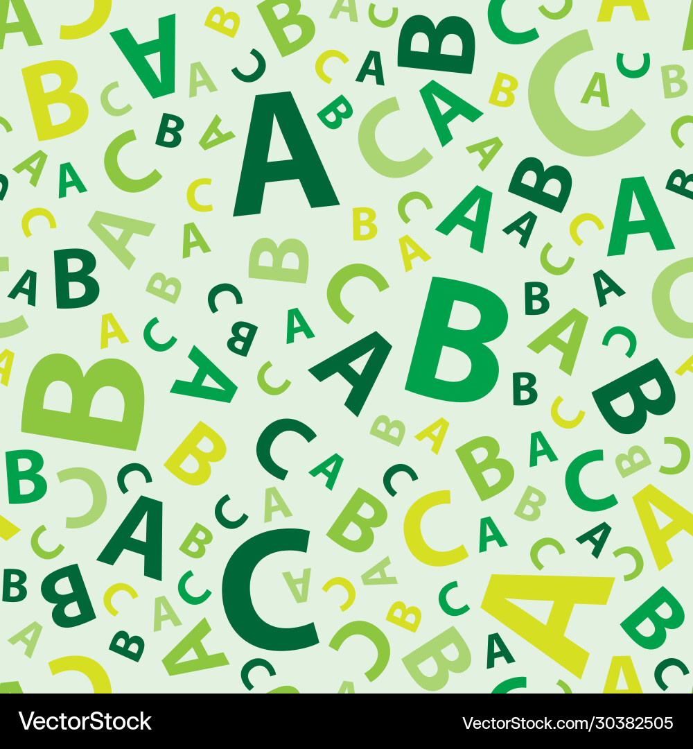 Green abc letter background seamless set Green abc letter background seamless set vector image