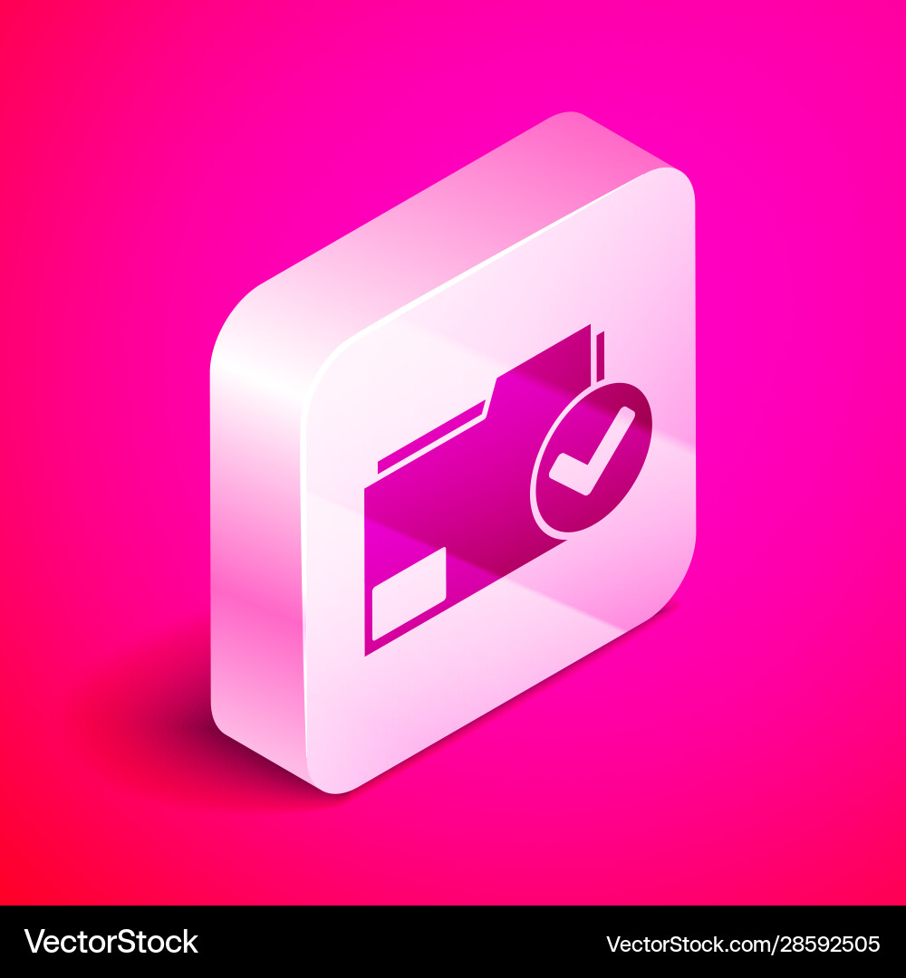 Isometric document folder and check mark icon Isometric document folder and check mark icon vector image