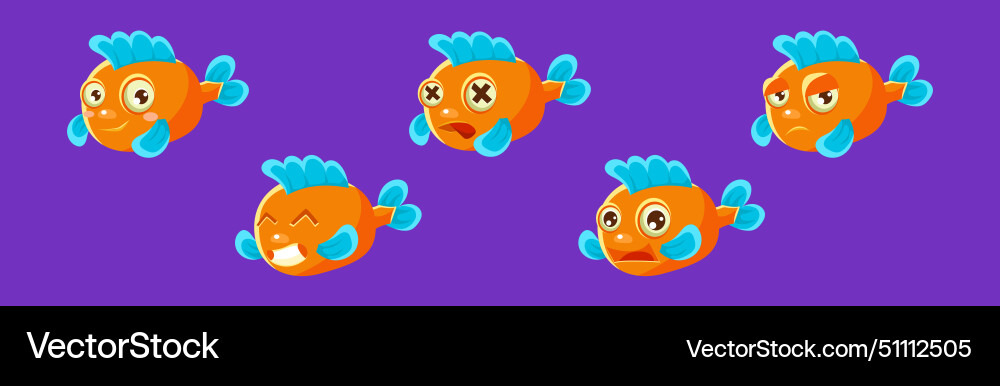 Lustiger Fisch mit Emotion und Gesichtsausdruck Lustiger Fisch mit Emotion und Gesichtsausdruck vektorbild