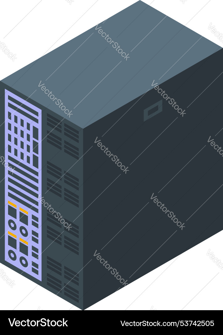 Modern server unit processing big data isometric vector image