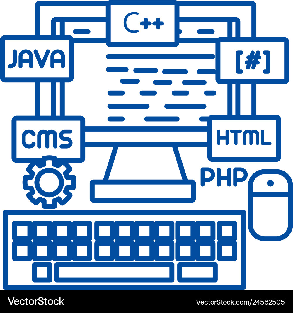 Programmingcodingwed Entwickler-Line-Icon-Konzept Programmingcodingwed Entwickler-Line-Icon-Konzept Vektorbild