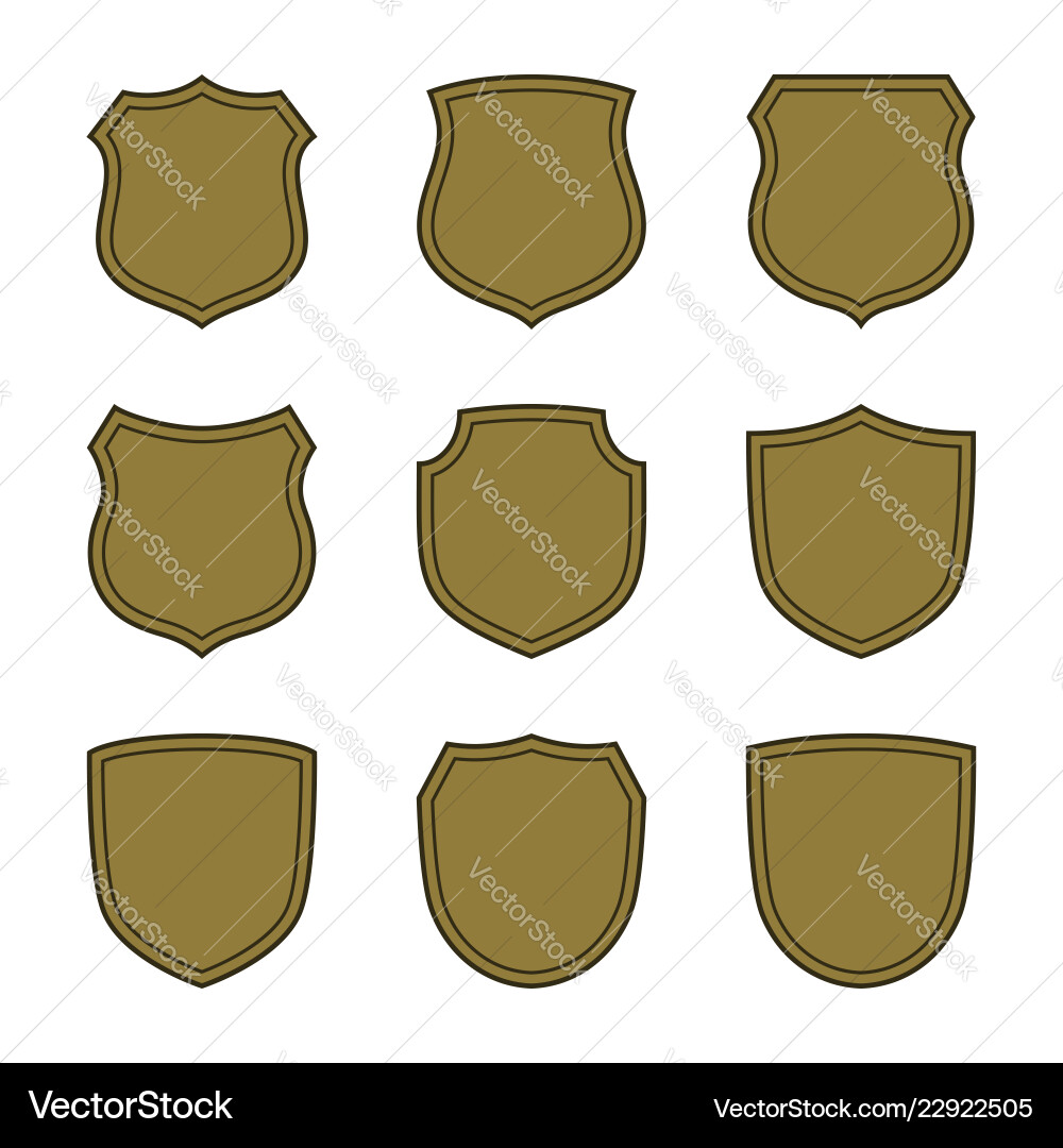 Schildform Gold Icons setzen einfache Silhouette Schildform Gold Icons setzen einfache Silhouette vektorbild