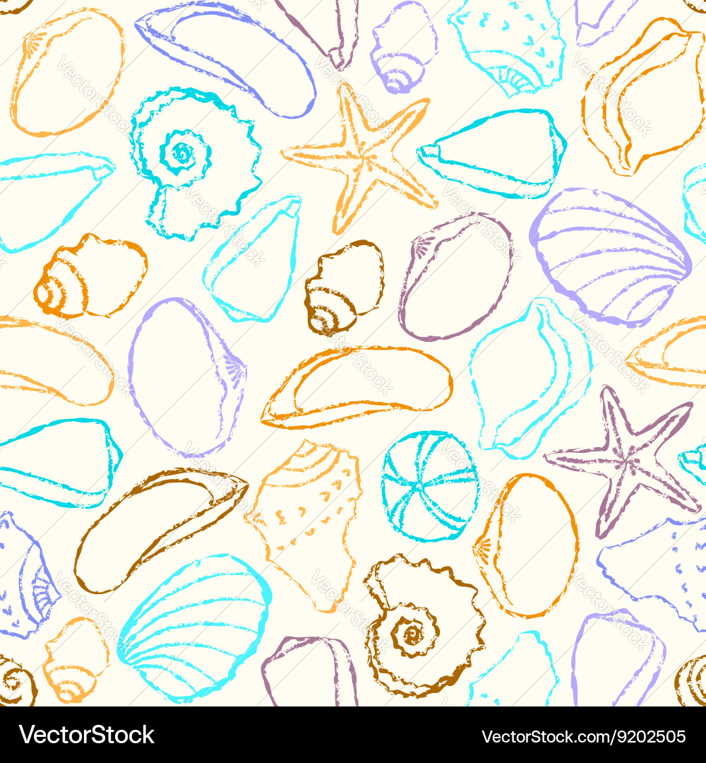 Seamless pattern with sea shells vector image