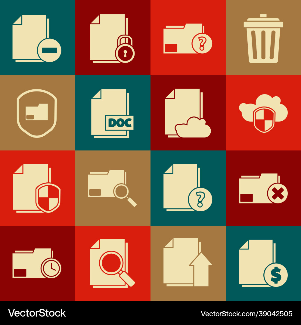 Set finance document delete folder cloud Set finance document delete folder cloud vector image