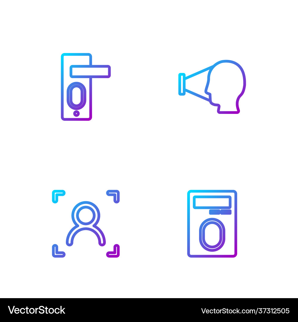 Set line fingerprint with lock face recognition Set line fingerprint with lock face recognition vector image