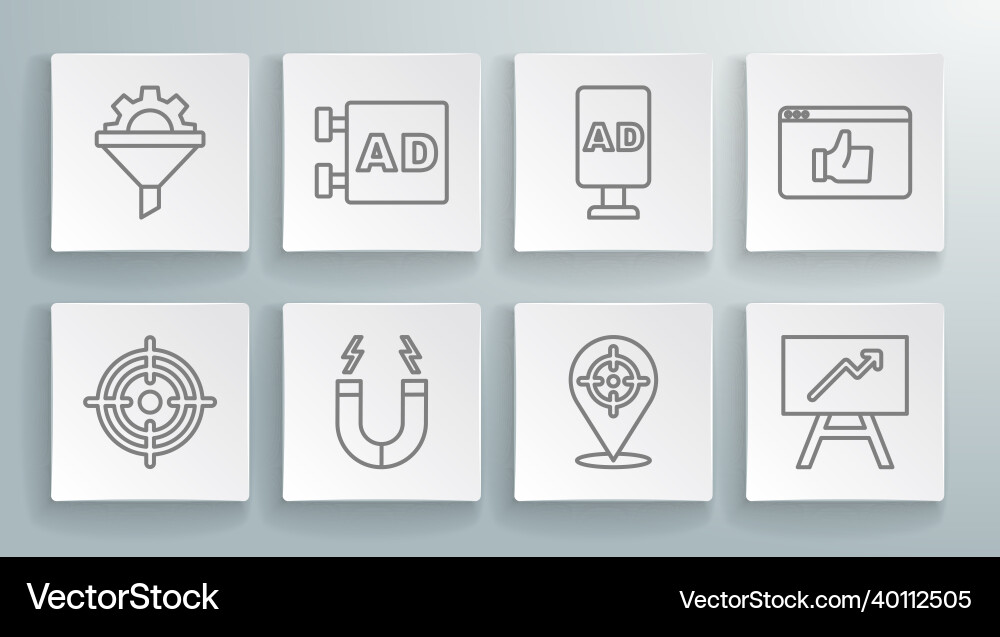 Set line target advertising magnet board Set line target advertising magnet board vector image