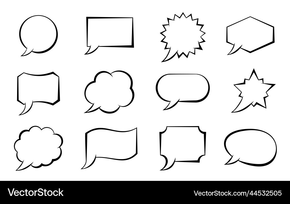 Speech bubble cartoon balloon web dialog frame set vector image